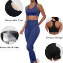 SALSPOR 3 Piece Workout Sets for Women Butt Lifting Leggings with High Impact Sports Bra Gym Shorts(3DWX-Navy Blue-S)