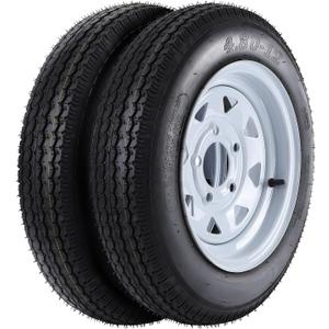 Set of 2 4.80-12 4.80x12 480-12 4.80-12 Trailer Tires with 12" Rims, 5 Lug on 4.5", Load Range C 6PR