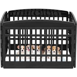 IRIS USA 24" 4-Panel Puppy Playpen, 35 x 35 x 24, Dog Playpen, Dog Play Pen Indoors, Pet Fence, Small Pets, Black