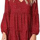 Amoretu Womens Tunic Dress Long Sleeve V Neck Casual Loose Flowy Swing Shift Dresses, S