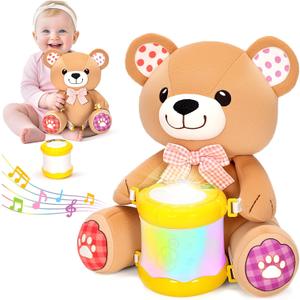 Baby Toys 6-12 Months, Bear Musical Plush with Lights,ABCs,Animal Sounds, Numbers, Infant Early Learning Toy, Christmas Birthday Gifts for 6+ Month Boys &Girls