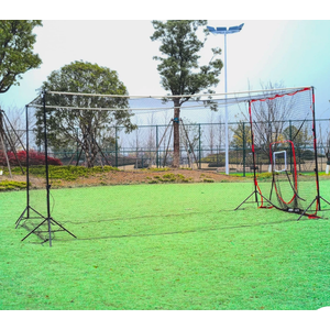 MPOBSP Baseball & Softball Batting Cage Net for Backyard 10X10X32FT| Portable Hitting Cage with Baseball Practice Net Windproof Tripod Ground Stakes| Indoor/Outdoor Training Equipment