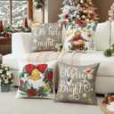 2 x Artscope Christmas Oh Holy Night Merry Bright Jesus Wreath Throw Pillow Covers 18x18 Inch Set of 4, Winter Hoilday Christmas Decoration Pillow Cases for Home Sofa Couch Decor-Grey