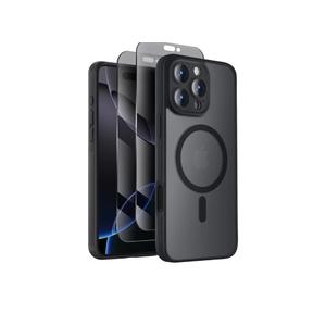 Symcele Designed for iPhone 16 Pro Max Case, Compatible with MagSafe, with Privacy Screen Protectors X2, [Camera Protection] [15FT Military Drop Protection] Shockproof Phone Case 6.9 inch, 2024, Black