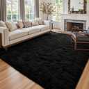 9x12 Ft Large Shag Black Rug for Living Room, Ultra Soft Fluffy Furry Area Rugs for Bedroom Indoor Floor, Aesthetic Carpet for Kids Home Decor
