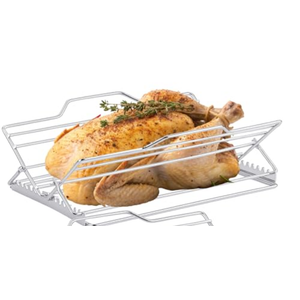 Baderke 1 Pcs Adjustable Roasting Rack Turkey Chicken Rack Stainless Steel Chicken Roasting and Cooling Stand V Shaped Turkey Stand for Smoker Grill and Oven Must-have Smoker Accessories