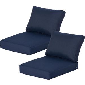 21.5x25.5 Inch Outdoor Deep Seat Cushions Set of 2,Thick High-Density Foam, Water-Resistant, Piped Edges & YKK Hidden Zipper for Patio Furniture,Midnight