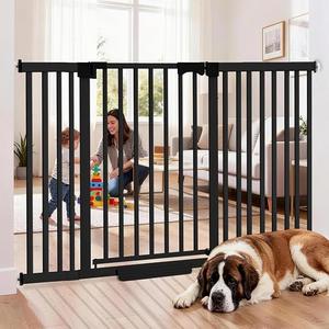 Ixaro 41" Extra Tall Dog Gate Indoor,30-62.5" Wide Heavy Duty Pet Gate for Doorways,Baby Gate with Walk Through and Auto Close, Pressure Mounted, Suitable for Stairs,Kitchen,Black