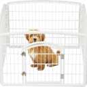 IRIS USA 24" 4-Panel Dog Puppy Playpen Fence Enclosure with Dog Gate Door - Indoor Pet Playpen - 4 or 8 Panel (White)