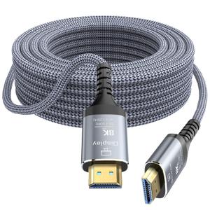 8K Fiber Optic HDMI Cable 100FT, 48Gbps Ultra High Speed Long HDMI 2.1 Cord Braided 8K@60Hz 4K@120Hz HDR10/HDCP2.2&2.3/eARC/3D Compatible for PS5, Xbox, HDTV, Laptop, Monitor
