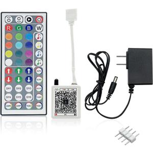 FONEWE 44 Key RGB LED Strip Lights IR Remote Control, Remote Receiver RGB LED Light Strip, 24V Power Adapter for LED Lights
