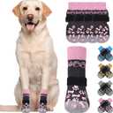 KOOLTAIL Dog Socks Shoes for Hot Pavement to Prevent Licking Paws, Winter Dog Boots&Paw Protector for Hardwood Floors Anti Slip,Traction Control Grip Booties for Small Medium Large Senior Dogs, Pink M (Medium (4 Pack))