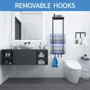 HOTNIU Towel Rack Wall Mounted Bathroom Towel Holder for Rolled Towels Upgraded Black Metal Towel Storage Organizer with Shelf and Removeable Hook