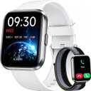 Woneligo Smart Watch for Women, Answer/Make Calls, Alexa Built-in, 1.85" Touch Screen Fitness Tracker for Android & iPhone, Heart Rate/Sleep/SpO2 Monitor Smartwatch, Waterproof (White)