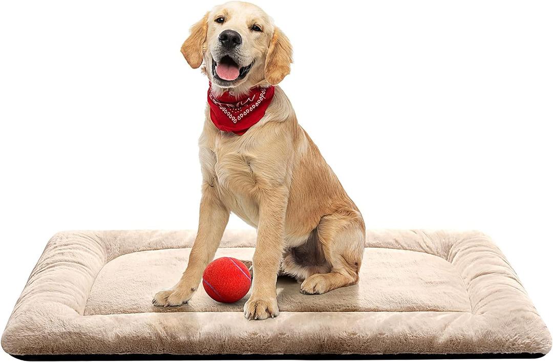 Dog Beds Crate Pad for Medium/Large Dogs Ultra Soft Dog Crate Bed Washable & Anti-Slip Kennel Pad for Dogs Cozy Sleeping Mat,Cream 36inch (36.0"L x 23.0"W x 1.0"Th)