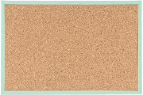 MasterVision Pastel Cork Bulletin Board, 16" x 12", Green Frame, Decorative Wall Corkboard for Home, Dorm or Classroom, Office Décor Pinboard