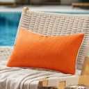 ANRODUO Set of 2 Outdoor Waterproof Pillow Covers 12x20 Inch Orange Decorative Throw Pillow Covers Linen Lumbar Solid Color Couch Pillow Covers for Patio Tent Bed Sofa and Living Room Summer Decor