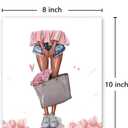 Pink Wall Art Canvas Prints Makeup Room Wall Decor,Modern Artwork Women Girls Bedroom Fashion Decorations,Set of 6 (8 * 10inch,Unframed).