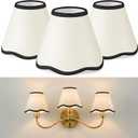 VIHOSE Set of 3 2.9" Top x 5.9" Bottom x 5.1" Height Lamp Shade with Petal Edge Chandelier Shades Fabric Scalloped Lampshade for Floor Wall Lamps Table Living Room Bedroom (Black Edge)