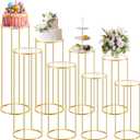 Geelin 8 Pcs Cylinder Pedestal Stands for Parties 35.4/31.5/27.6/23.6 Inch Gold Metal Cilindro para Fiestas Cake Pedestal Plant Cylinder Stands for Vases Flowers Wedding Birthday Party Decorations, Gold 
