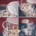 Clear Jewelry Box, Ring Earrings Necklace Bracelet Bangle Watch Jewelry Storage Box for Women, 4-Layer Rotating Travel Jewelry Tray Case with Lid,4.5 * 4.5 * 7 inch