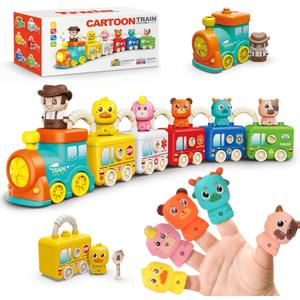 Learning Toys for Toddlers 2 3 4 Years, Musical Educational Farm Train Montessori Learning Toy with 6 Farm Animals and Farmer Learn, Key Unlock Fun, Easter Christmas Birthday Gift for Kids Boys Girls