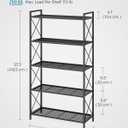 SONGMICS 5-Tier Metal Storage Rack, Shelving Unit with X Side Frames, Dense Mesh, 12.6 x 31.5 x 57.3 Inches, for Entryway, Kitchen, Living Room, Bathroom, Industrial Style, Ink Black UBSC185B01