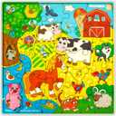 QUOKKA Wooden Farm Puzzles for Kids Ages 3-5  28 Pieces Toddlers Kids Puzzles Ages 4-8 Year Olds | Wood Farm Toys for Children 6-8 yo