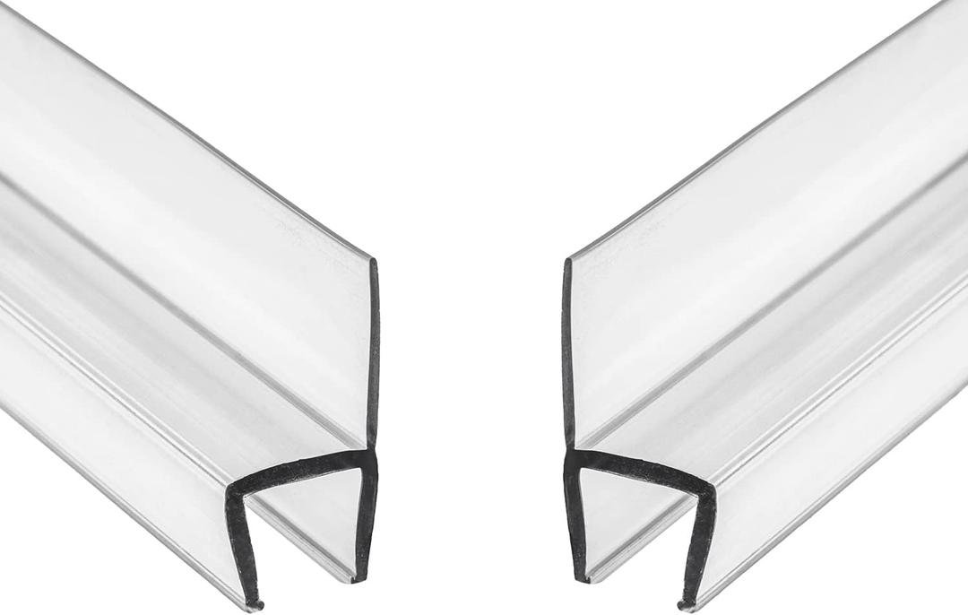 Frameless Shower Door Side Seal Strip, Vertical Polycarbonate H-Jamb 180 Degree 78" Long… (2 Pack - 3/8" H Type)