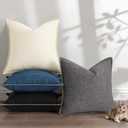 decorUhome Summer Decorative Throw Pillow Covers 12x20 Set of 2 Lumbar Faux Linen Farmhouse Pillow Covers with Stitched Edge Outdoor Neutral Pillow Covers for Couch Sofa Living Room, Dark Grey