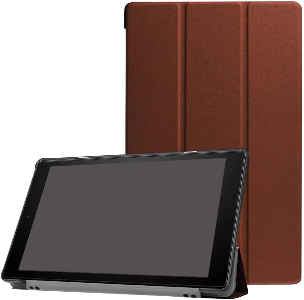 Tablet Cover for Amazon Kindle Fire HD10 7th 9th Generation(2017/2019 Release), Ultra Slim Folio Stand Lightweight Leather Case for Kindle Fire HD 10 7th 9th Gen 10.1" (KST-Brown)