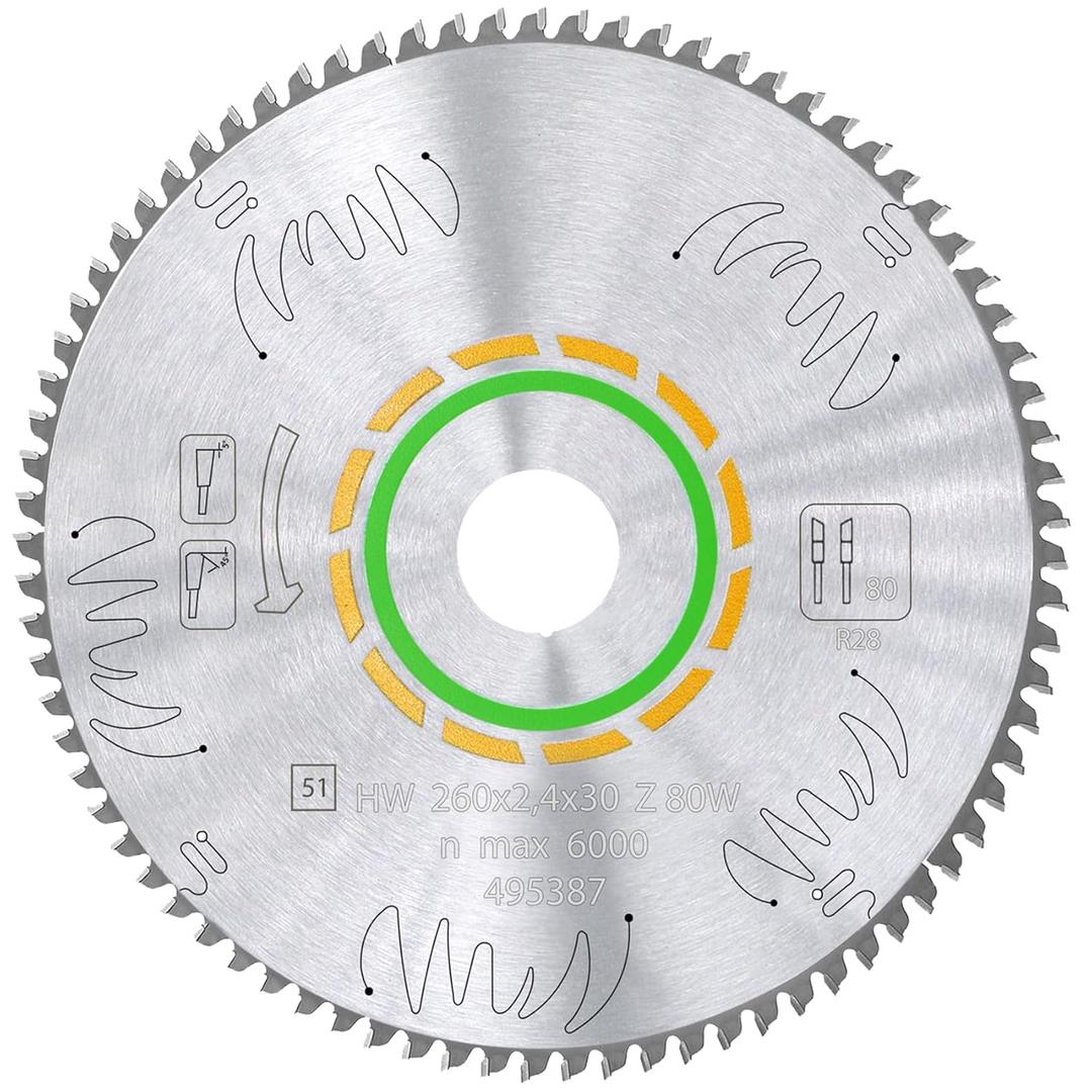Upgraded 495387 80T Fine Tooth Cross-Cut Saw Blade,for Kapex Miter Saw, Compatible with Festool Kapex KS120 Miter Saw Compatible with Festool Kapex Blade, 2.5mm Kerf,30mm Arbor,Sawtooth Upgrade