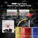 1980W Electric Fuel Transfer Barrel Pump, 110V 11000RPM,for 55Gallon Electric Transfer Pumps with 36in Stainless Steel Tube and 6.6ft Steel Wire Hose, for Diesel,Kerosene,White oiletc