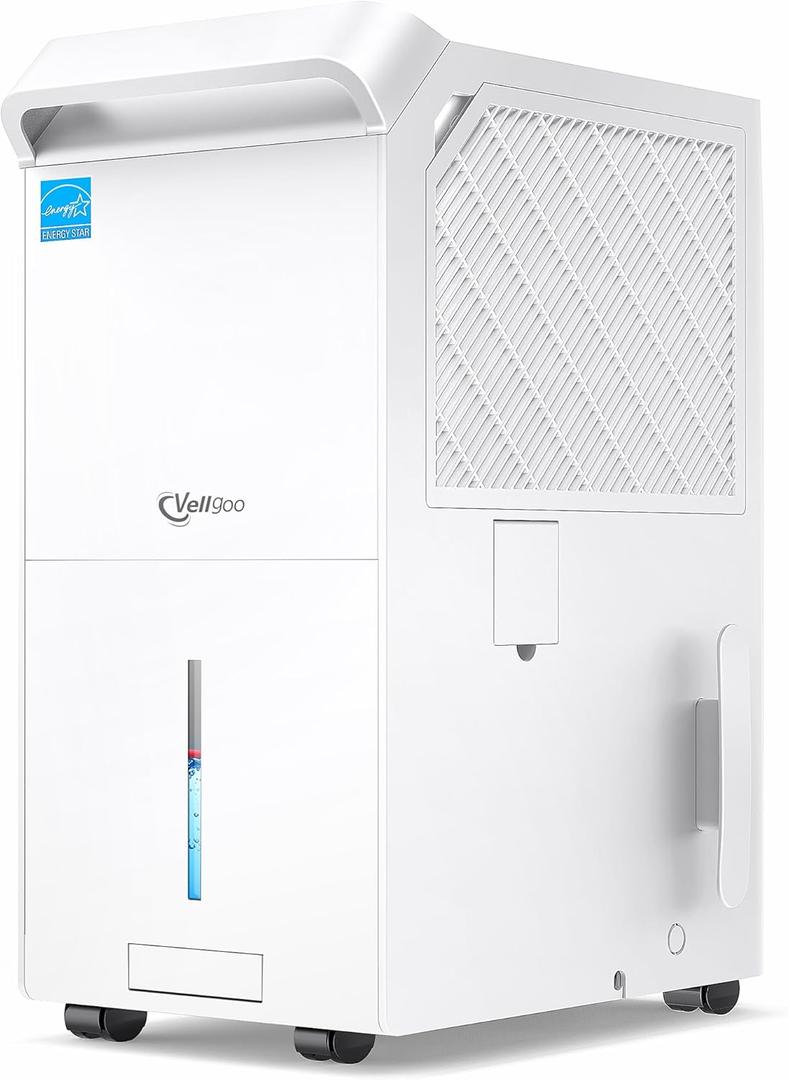 6,000 Sq.Ft Most Efficient Energy Star 2025 Dehumidifier,Vellgoo Max 140 Pint/D Smart Compressor Dehumidifier for Basement with Drain Hose, for Home,Large Rooms (White)