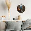 Giosve Vintage Moody Fall Rainy Round Wall Art Canvas Framed Poster, Dark Academia Moody Autumn Bookish Hanging Wall Sculptures for Home Bedroom Reading Room Library Decor, 10x10 Inch