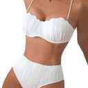Jolefille High Waisted Bikini Sets for Women 2 Piece Underwire Swimsuits Tummy Control Bathing Suit Bandeau Teen Girl, Size: L