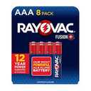 Rayovac Fusion AAA Batteries, Premium Alkaline Triple A Batteries (8 Battery Count) Red, Silver
