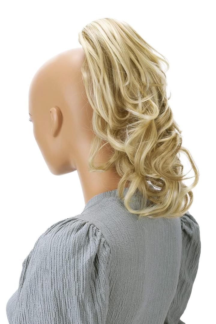 CAISHA 14" Wavy Clip On Ponytail With Butterfly Clip Hairpiece Heat-resistant Synthetic Fibres Blonde Mix H87