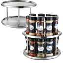 2 Tier Lazy Susan - 2 Pack Stainless Steel 360 Degree Turntable – Rotating Tabletop Stand for Your Dining Table, Kitchen Counters and Cabinets – Spice Rack Organizer Tray 10.5" Diameter - 2 Pack