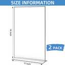 Shellwei 2 Pcs 11 x 14'' Acrylic Sign Holder Clear Acrylic Picture Frame Vertical Table Top Frame with Stand Double Sided T Shape Flyer Holder for Paper Menu Photo Restaurant Office Home