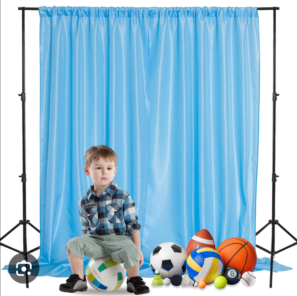 Alsoo Blue Backdrop for Parties Rod Pocket Pink Curtains Photography Privacy Fabric Backdrop Drapes for Birthday Party Wedding Baby Shower Home Decor, 5ft x 8ft, 2 Panels