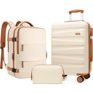 UKEIN Luggage Set with Backpack,Polycarbonate Carry On Luggage Airline Approved with Spinner Wheels, Hardshell Travel Suitcase with TSA Lock,Suitcase Set 3 Piece