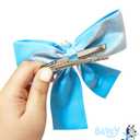 6 x LUV HER Bluey Long Tail Hair Bow for Girls with Alligator Clip with Charm of Bluey - Hair Accessory, Ages 3+