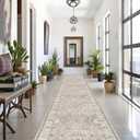 Hallway Washable Runner Rug - 3x16 Kitchen Rugs Entryway Rug Runner Vintage Soft Floor Mat Non Slip Indoor Farmhouse Carpet for Bathroom Living Room Bedroom (3 X 16, Beige)