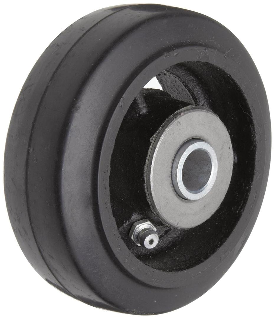Mold-On Rubber on Iron Wheel, Roller Bearing, 250 lbs Capacity, 4" Wheel, Dia, 1-1/2" Wheel, Width, 1-7/8" Plate Length