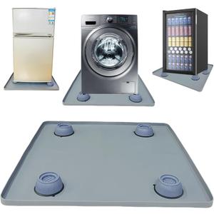 Mini Fridge Silicone Mat with Raised Edges, 24" x 24" x 0.8" Mini Fridge Drip Tray With 4 Base Raisers,Mini Refrigerator Carpets Floor Protector (Grey)