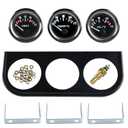 WATERWICH Triple Gauge Kit 2.52mm Car Meter Auto Gauge 3 in 1 Voltmeter + Water+ Temperature Gauge +Oil Temperature Gauge DC 12V for Car Truck Vehicle Boat Tractor Marine
