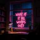 Neon Sign, What If It All Works Out Neon Signs for Wall Decor - Pink Motivational LED Light for Home, Office, Room - USB Powered Light Up Sign Decorations
