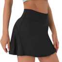 Persit Womens High Waisted Athletic Tennis Skirt Sports Golf Running Skorts with Ball Pockets (Black, S)