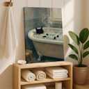 ADKYUVRR Funny Black Cat Bathroom Canvas Wall Art 16x24in